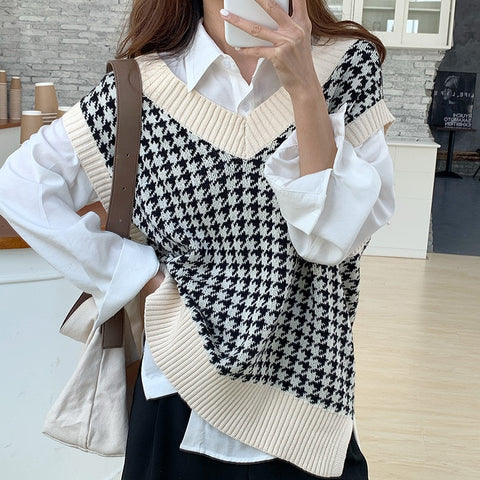 Hilary Houndstooth Sweater Vest