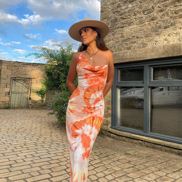 Mia Orange Painted Maxi Dress