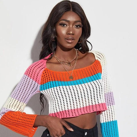 Kelsey Knitted Color Block Sweater