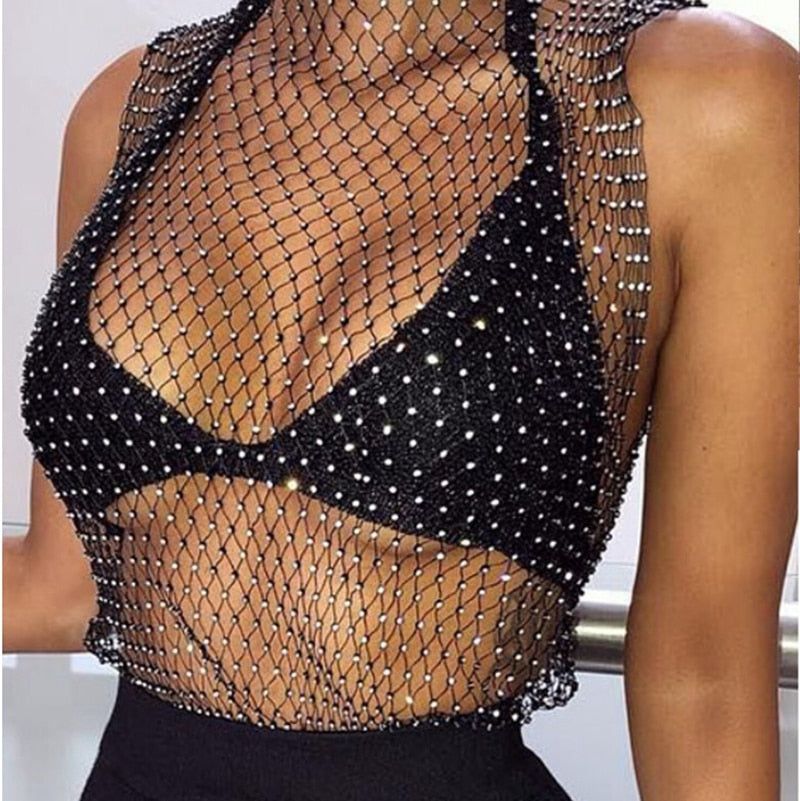 Quinn Sleeveless Mesh Crop Top