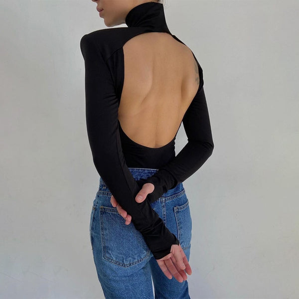 Becca Open Back Padded Turtleneck