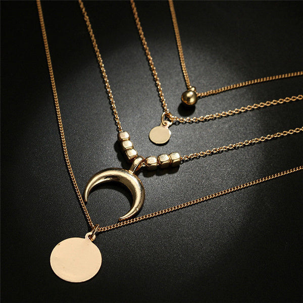 Vintage Moon Multilayer Necklace