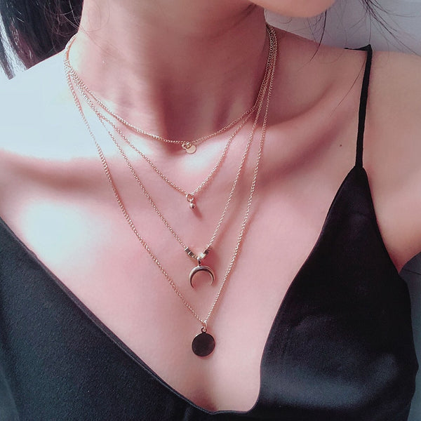 Vintage Moon Multilayer Necklace