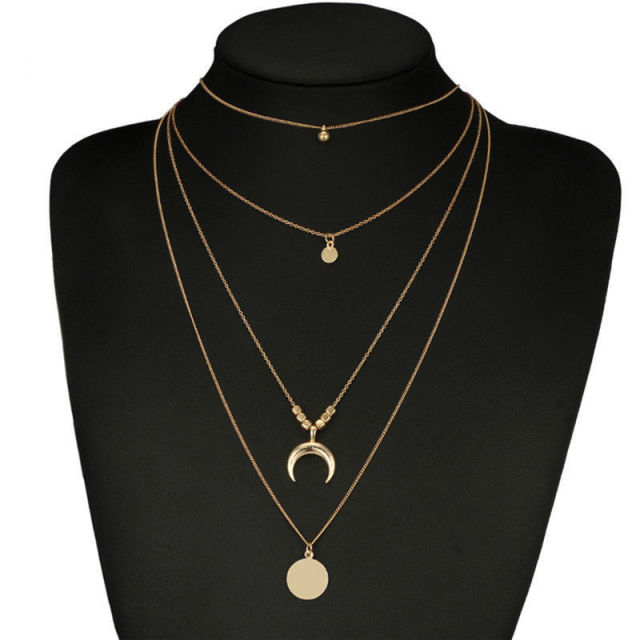 Vintage Moon Multilayer Necklace