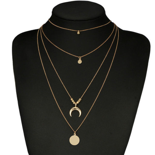 Vintage Moon Multilayer Necklace