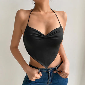 Melissa Black Satin Crop Top