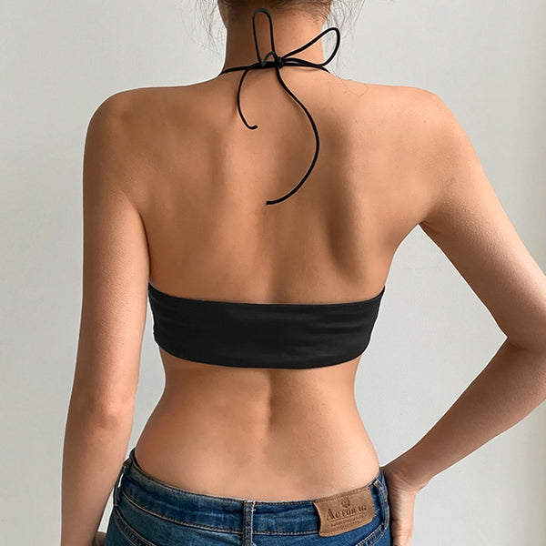 Melissa Black Satin Crop Top