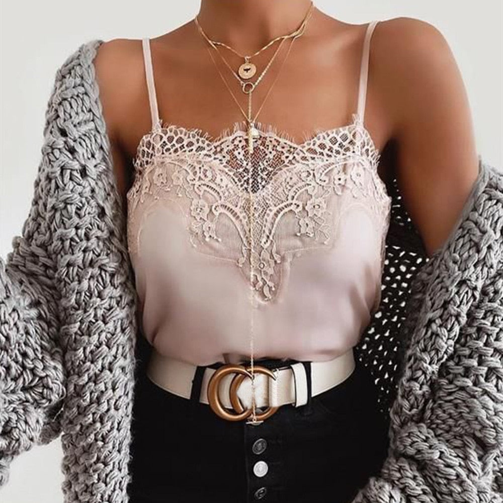 Whitney Lace Satin Top