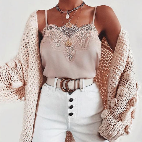 Whitney Lace Satin Top