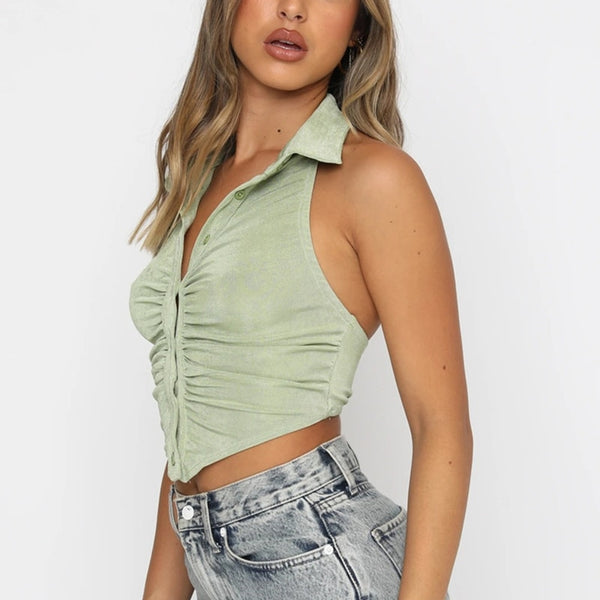 Kiara Sleeveless Collared Top