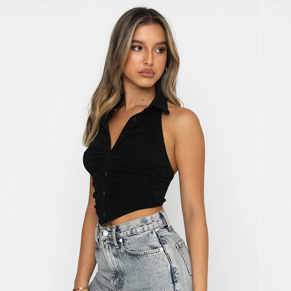 Kiara Sleeveless Collared Top