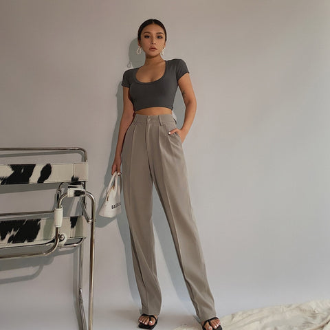 Zendaya Button Straight Leg Pants