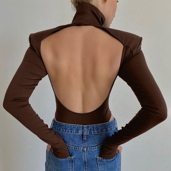 Becca Open Back Padded Turtleneck