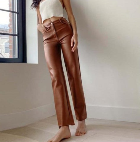 Kelly Faux Leather High Waist Pants